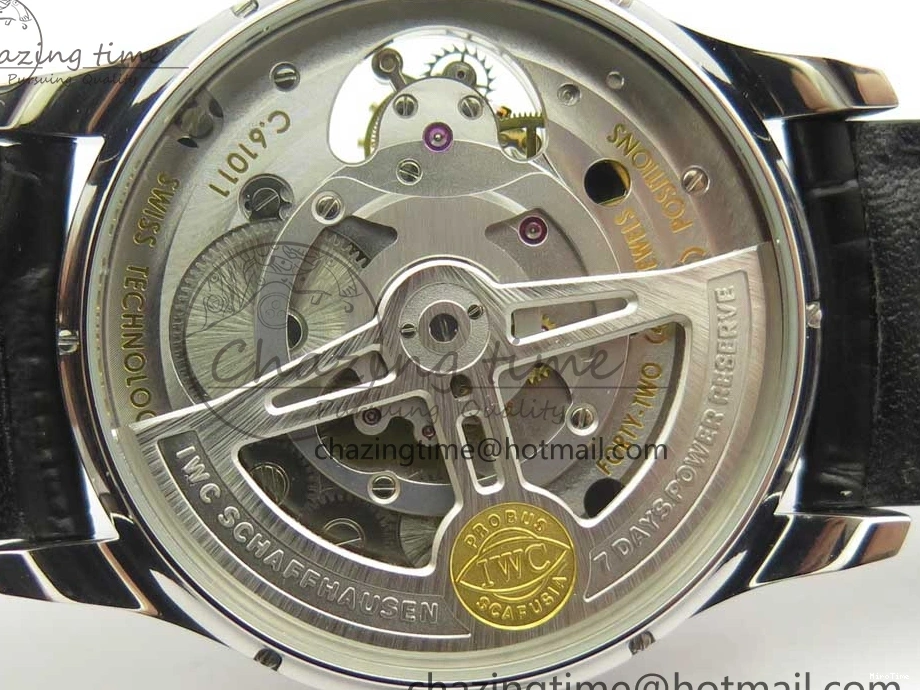 MIROTIME 1218 Efficient Portuguese Tourbillon IW5463 SS ZF Best Edition White Dial on Black Leather Strap 7170